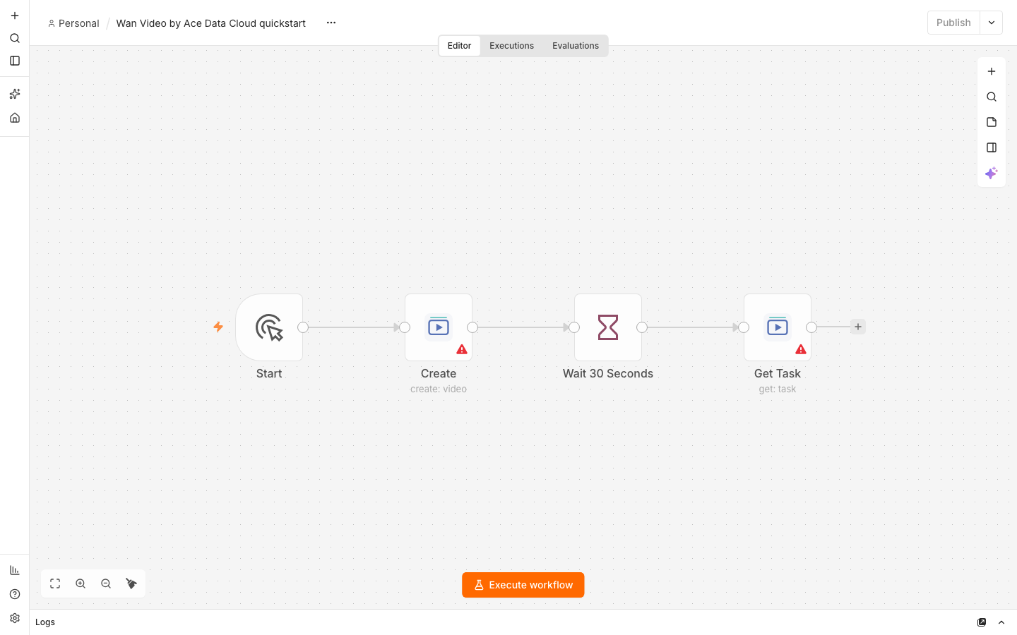 Imported Wan Video workflow in n8n 2.42.3