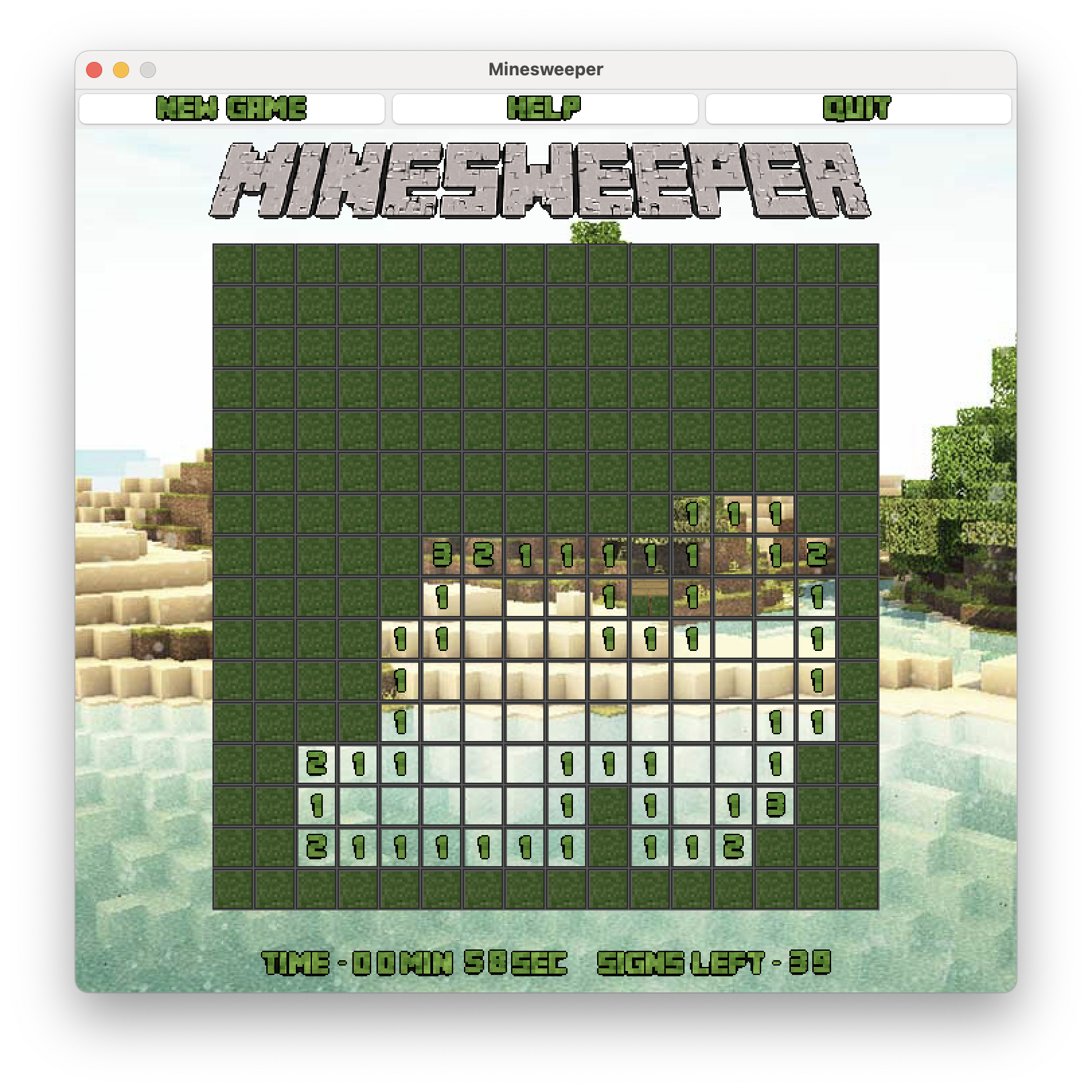 Minesweeper game screenshot