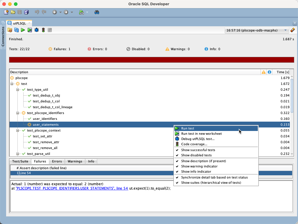 Run utPLSQL test