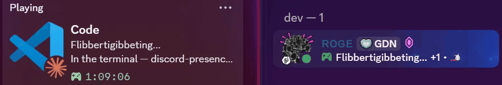 Coding Status for Discord in action