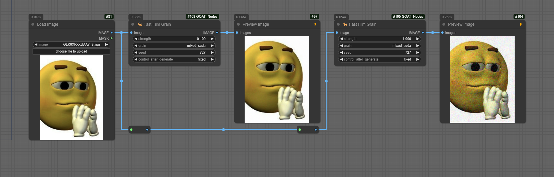 Example workflow for the Fast Film Grain node