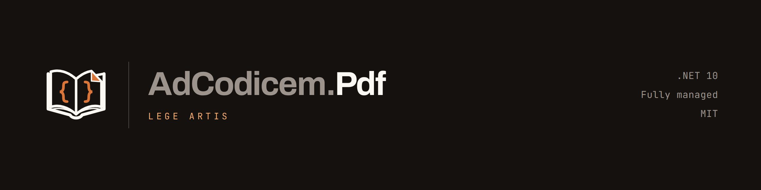AdCodicem.Pdf — .NET 10, fully managed, MIT