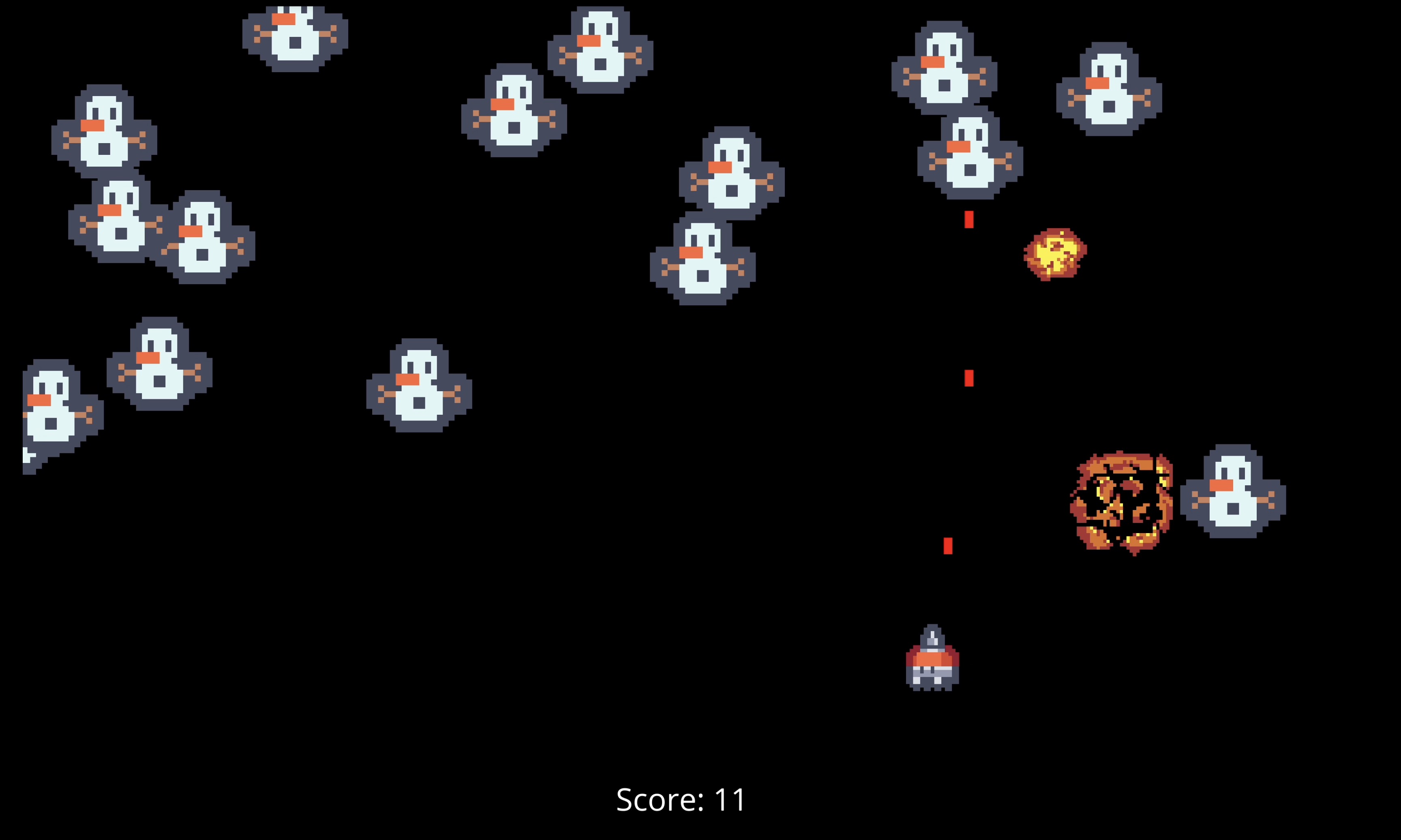 Screenshot from test game SpaceInvaders