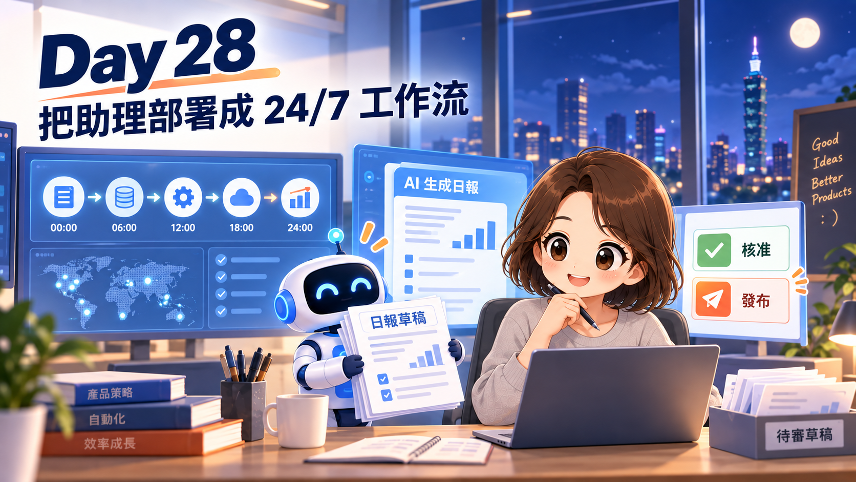 Day 28 封面：產品經理監看持續運作的 AI 助理排程