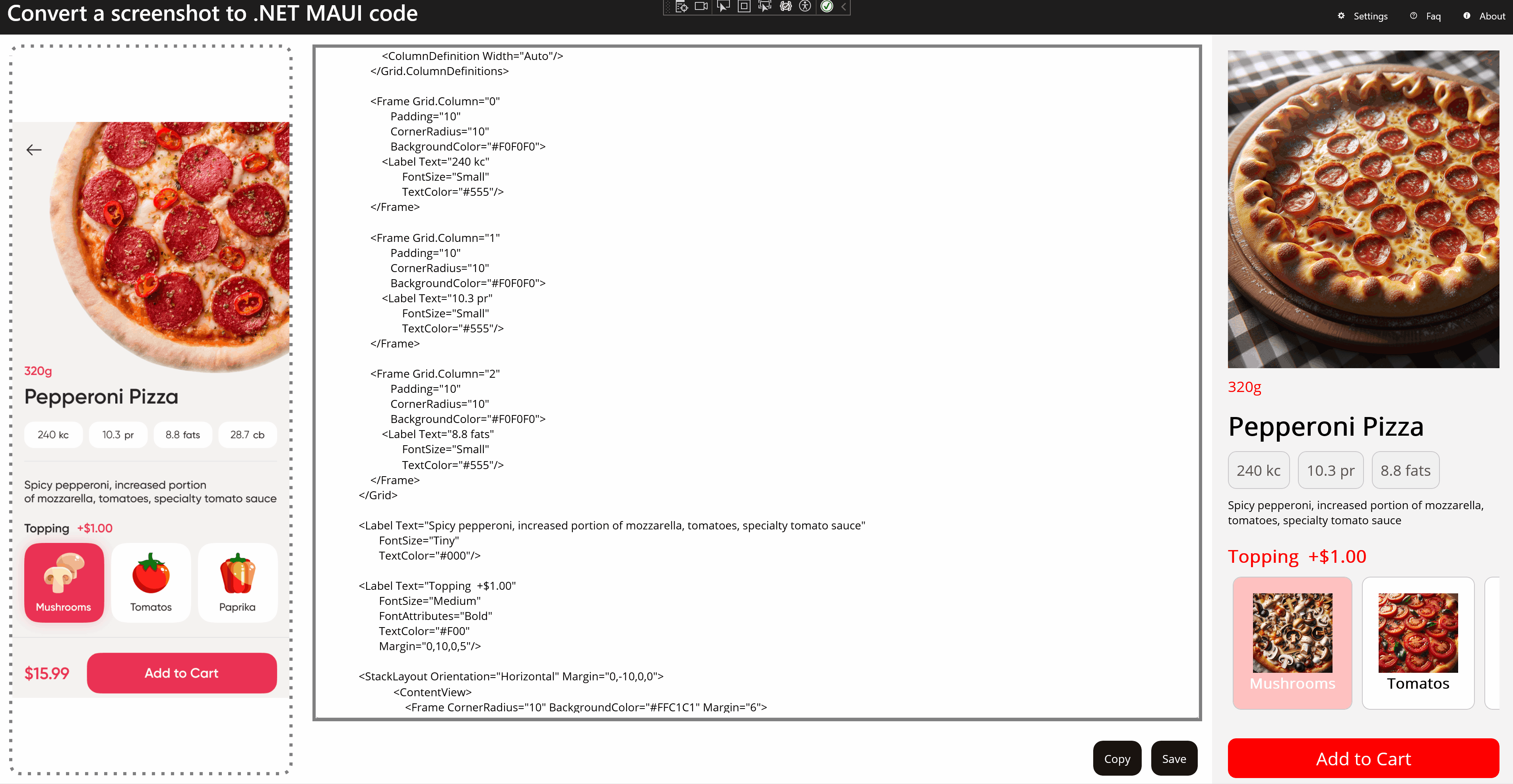 Screenshot to .NET MAUI code