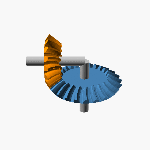 Right-angle bevel gear drive orbit