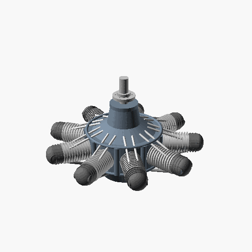 9-cylinder radial aircraft engine orbit