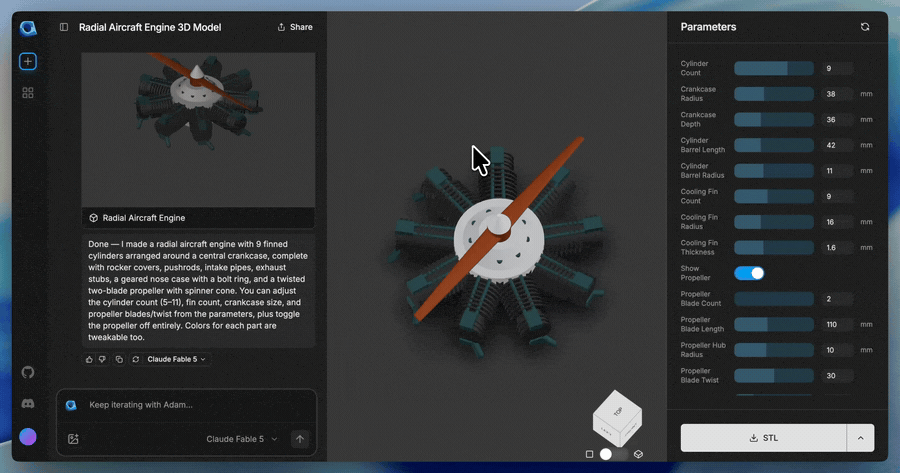 CADAM — text-to-CAD live demo