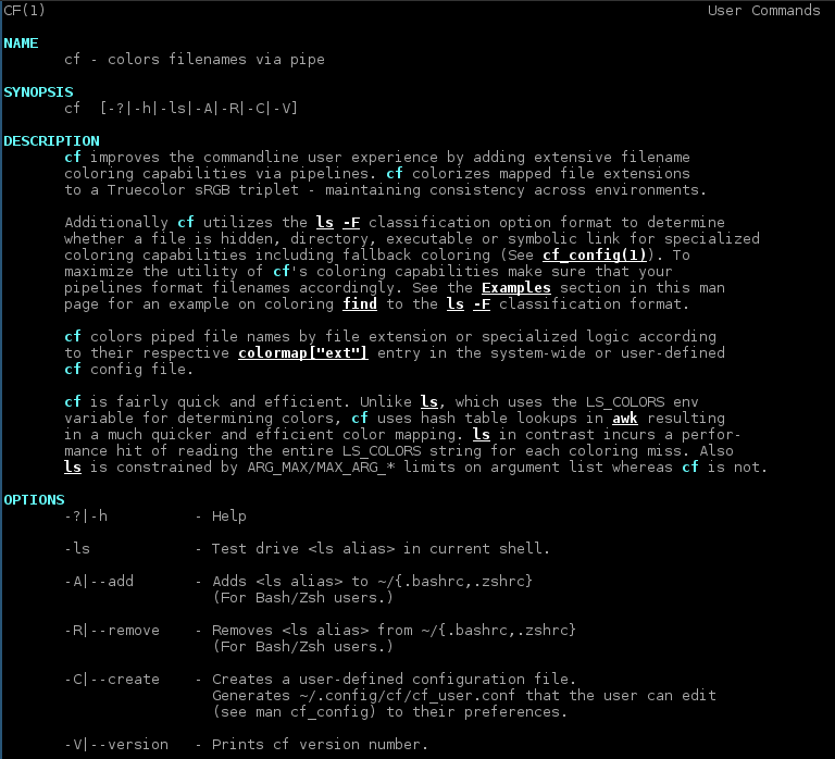 cf man page