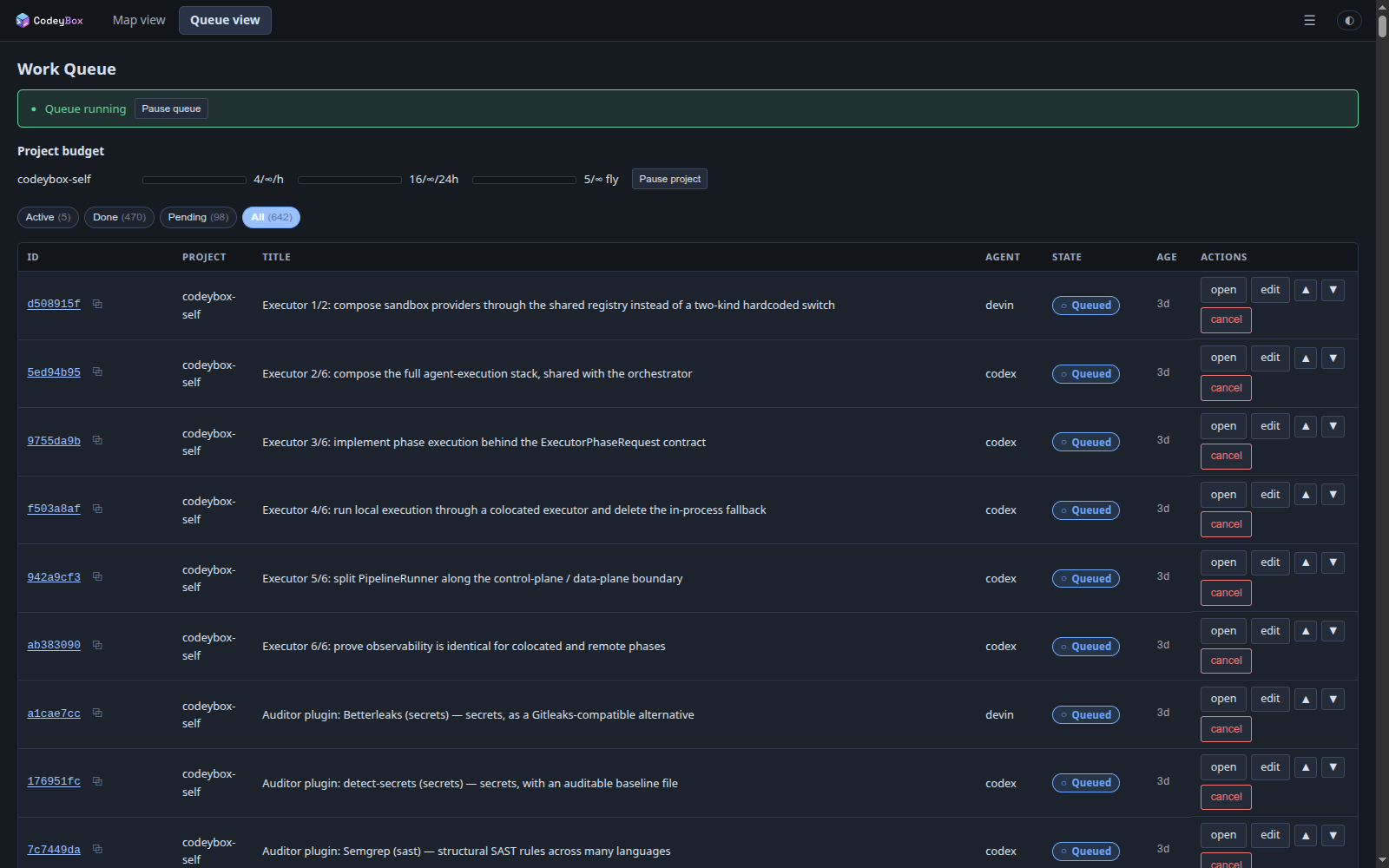 Queue view