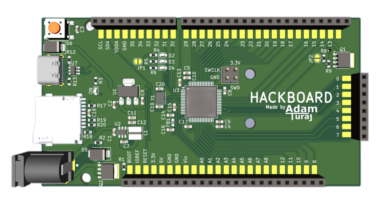 A Top 3d view of the hackboard