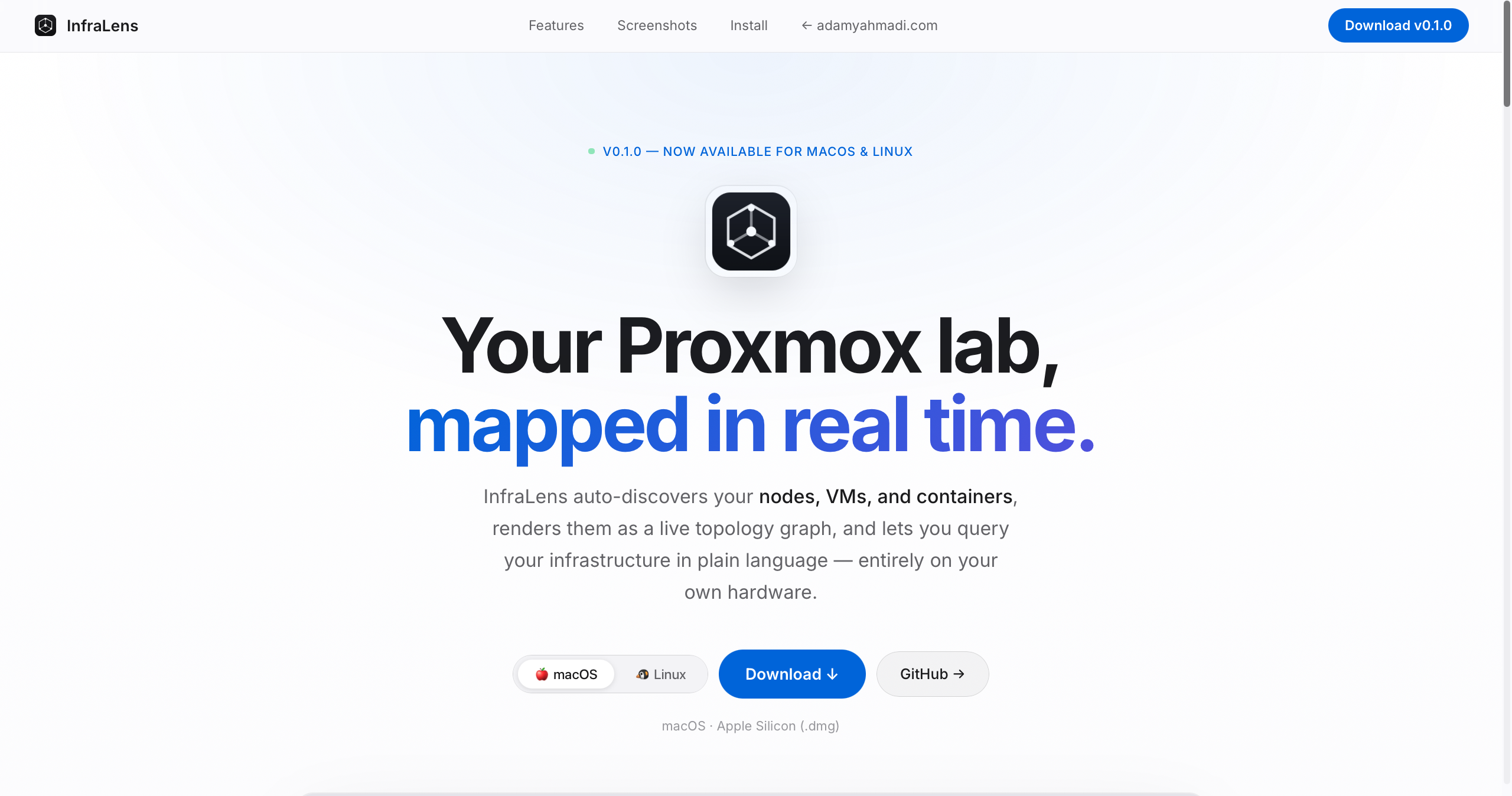 InfraLens dashboard