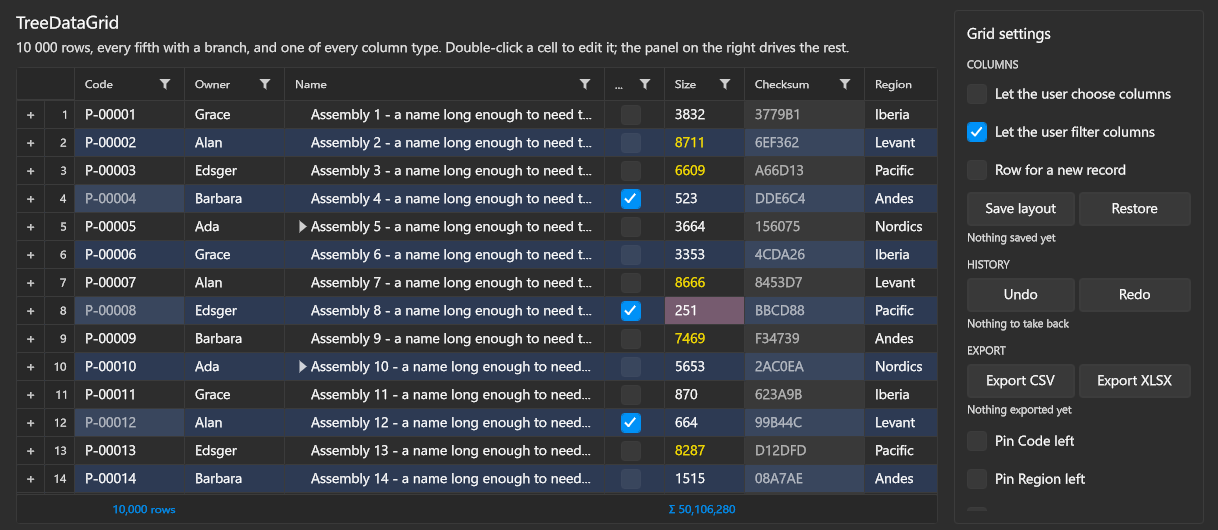 The data grid in Fluent