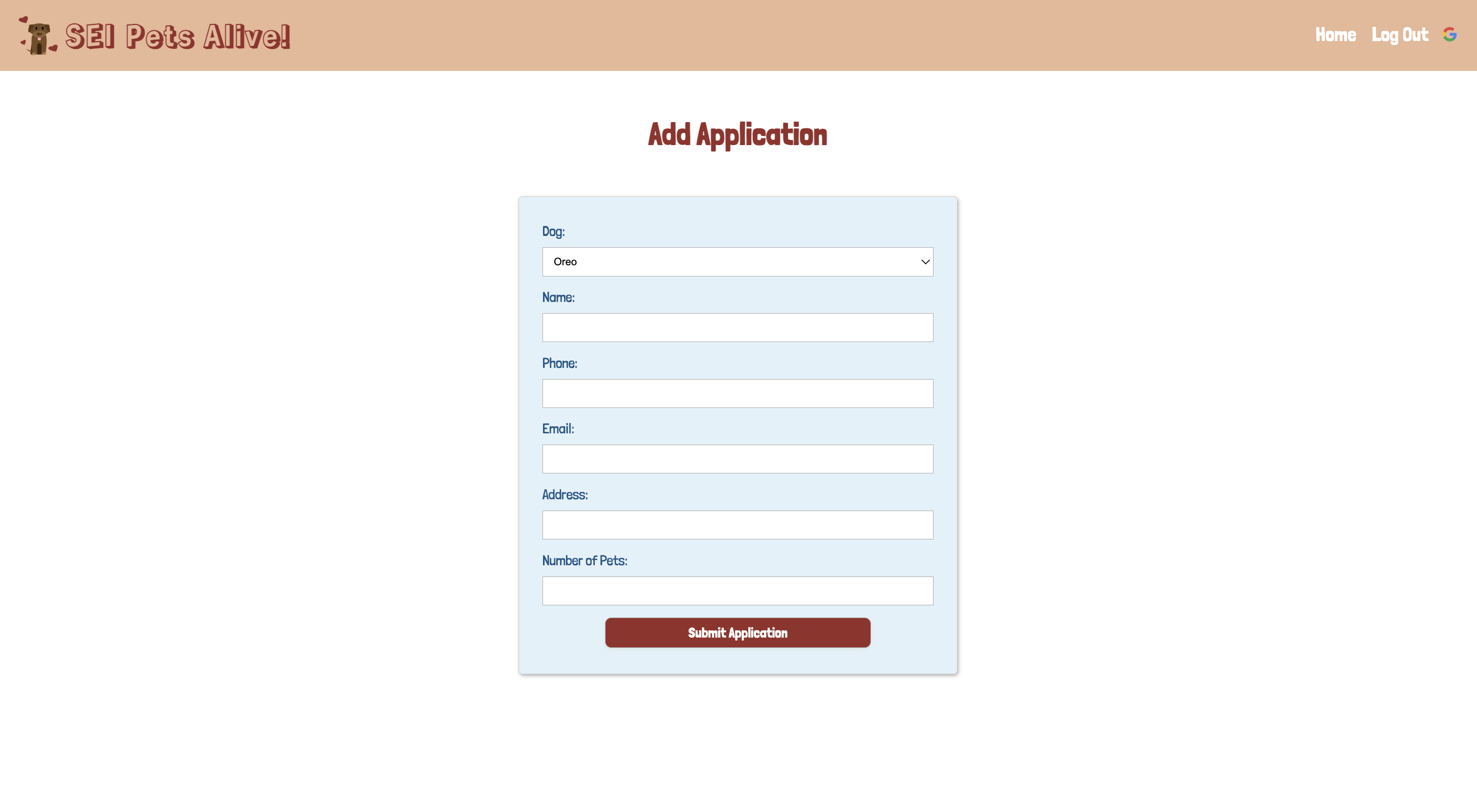 New Application Page