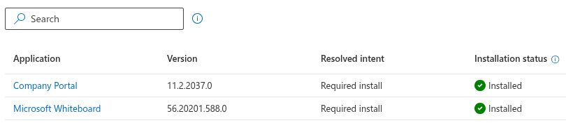 Intune application installation status from my pilot