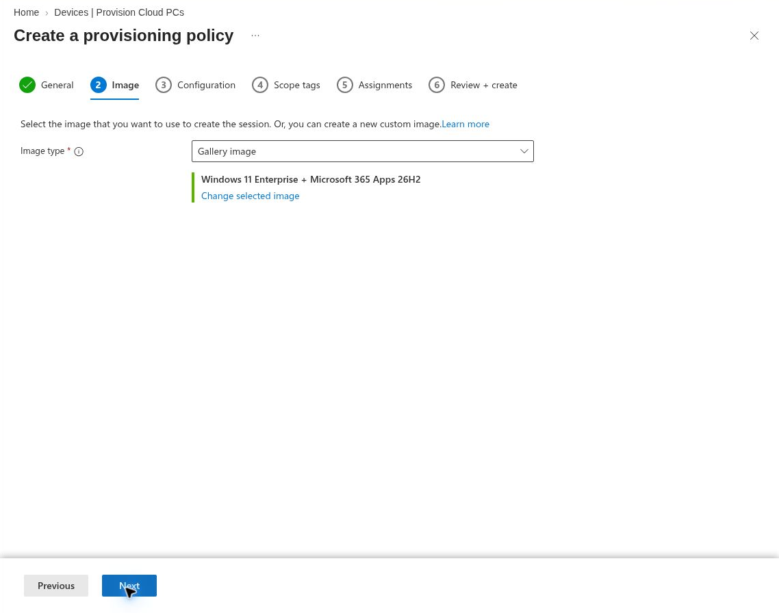 Image page in my Intune provisioning policy draft