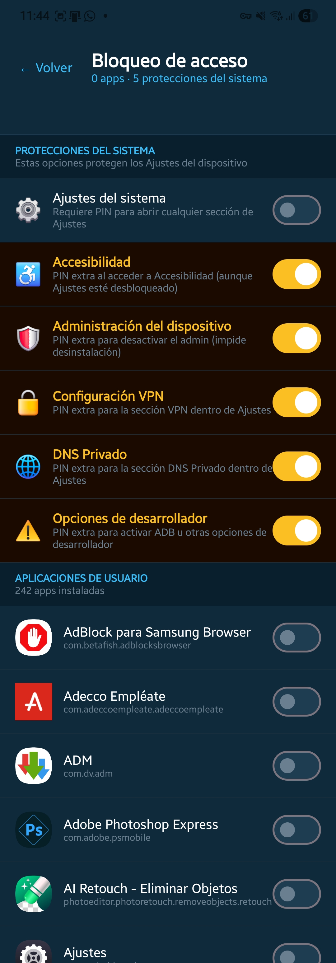 Bloqueo de acceso y protecciones del sistema