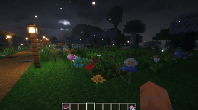 A Bean Fairy floating down to a farm at night and growing the crops in rings
