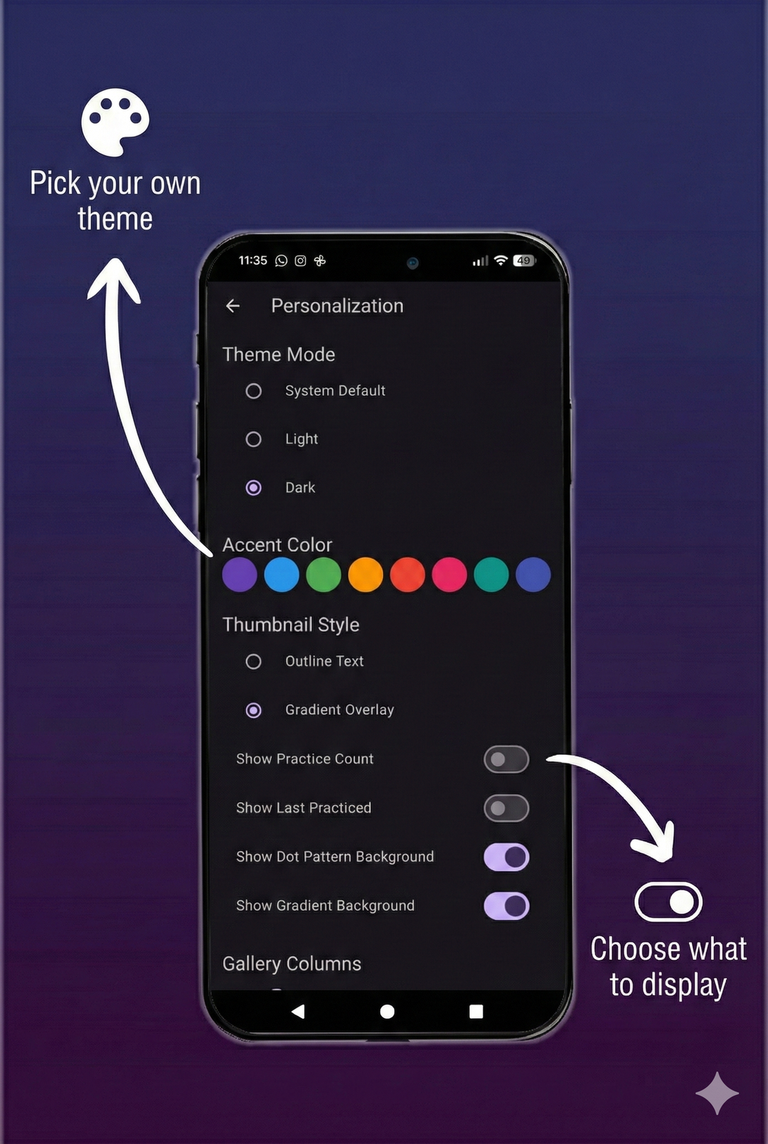 Customization settings