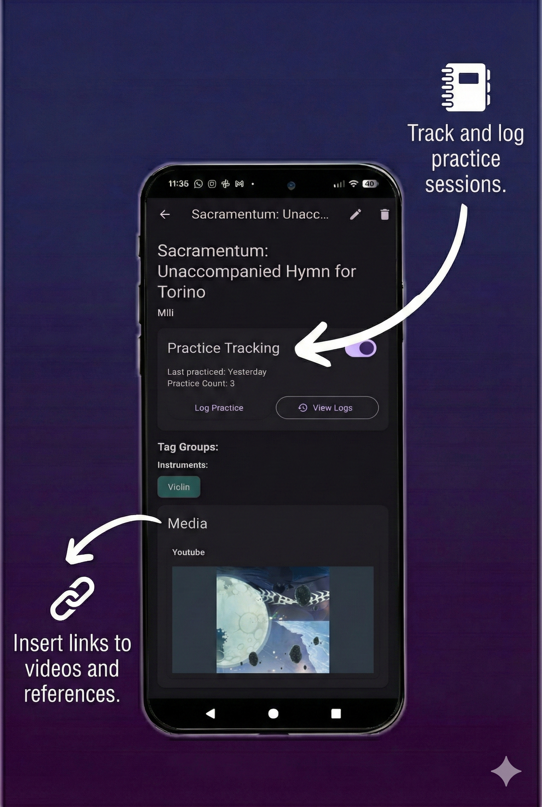 Practice tracking interface