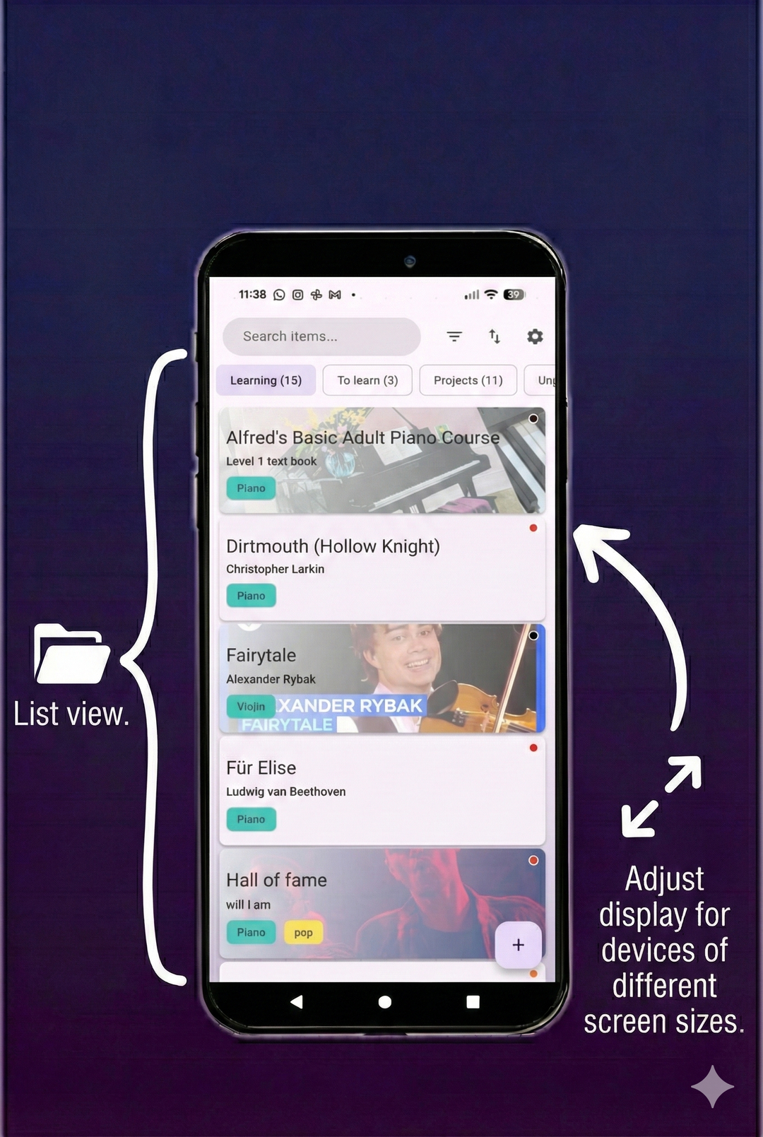 List layout view