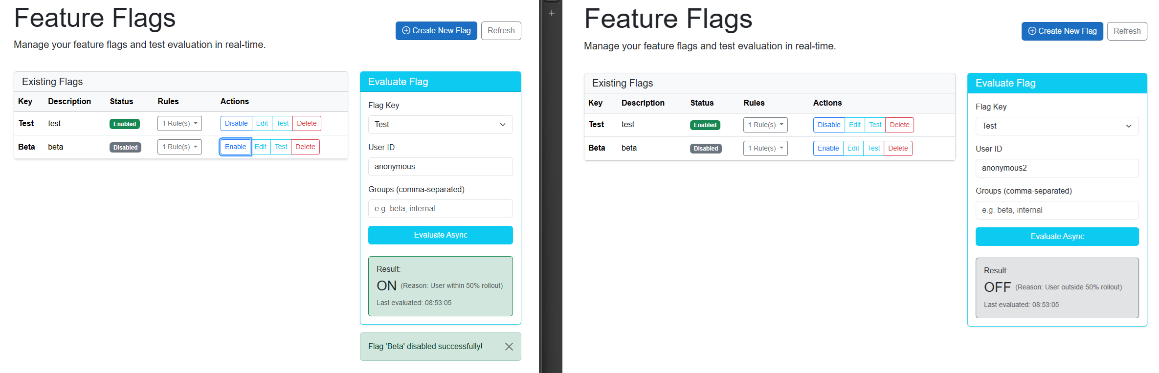 Blazor Sample showing evaluation in real-time