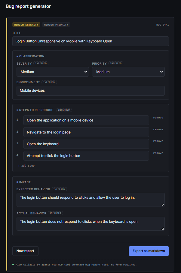 Generated bug report