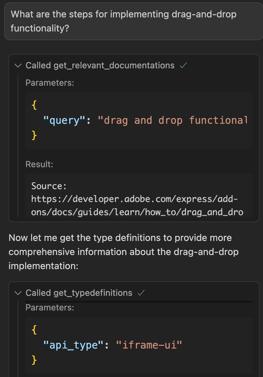 Example of MCP tool call in Cursor