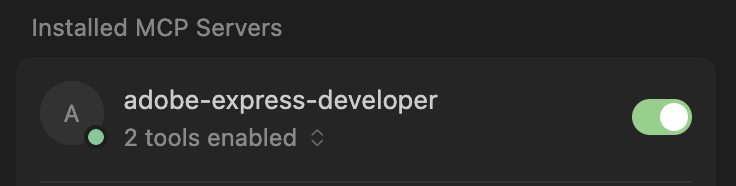 Example of MCP server enabled in Cursor