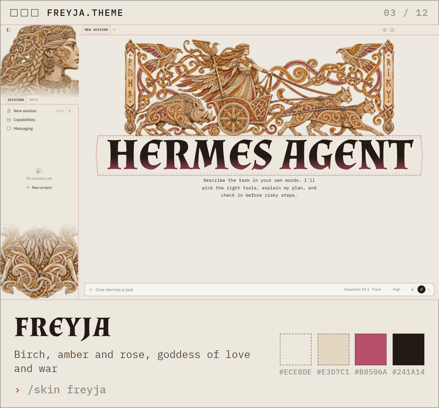Freyja: birch, amber and rose, goddess of love and war