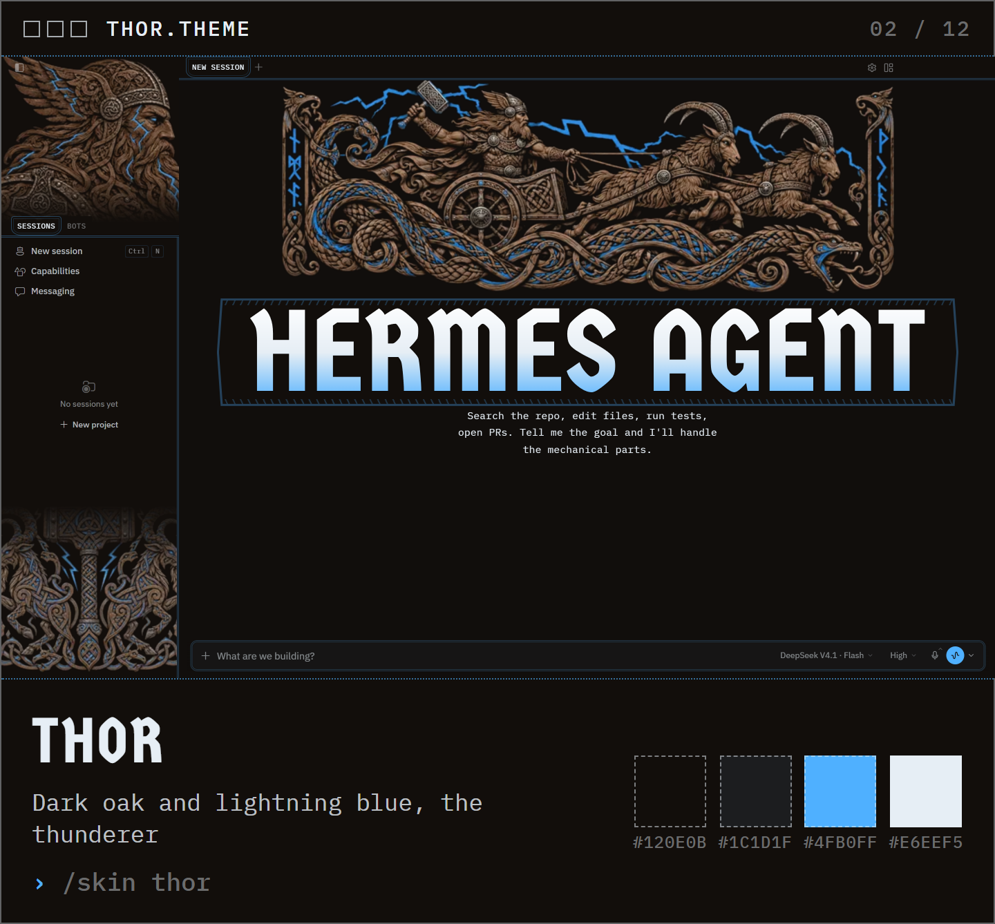 Thor: dark oak and lightning blue, the thunderer