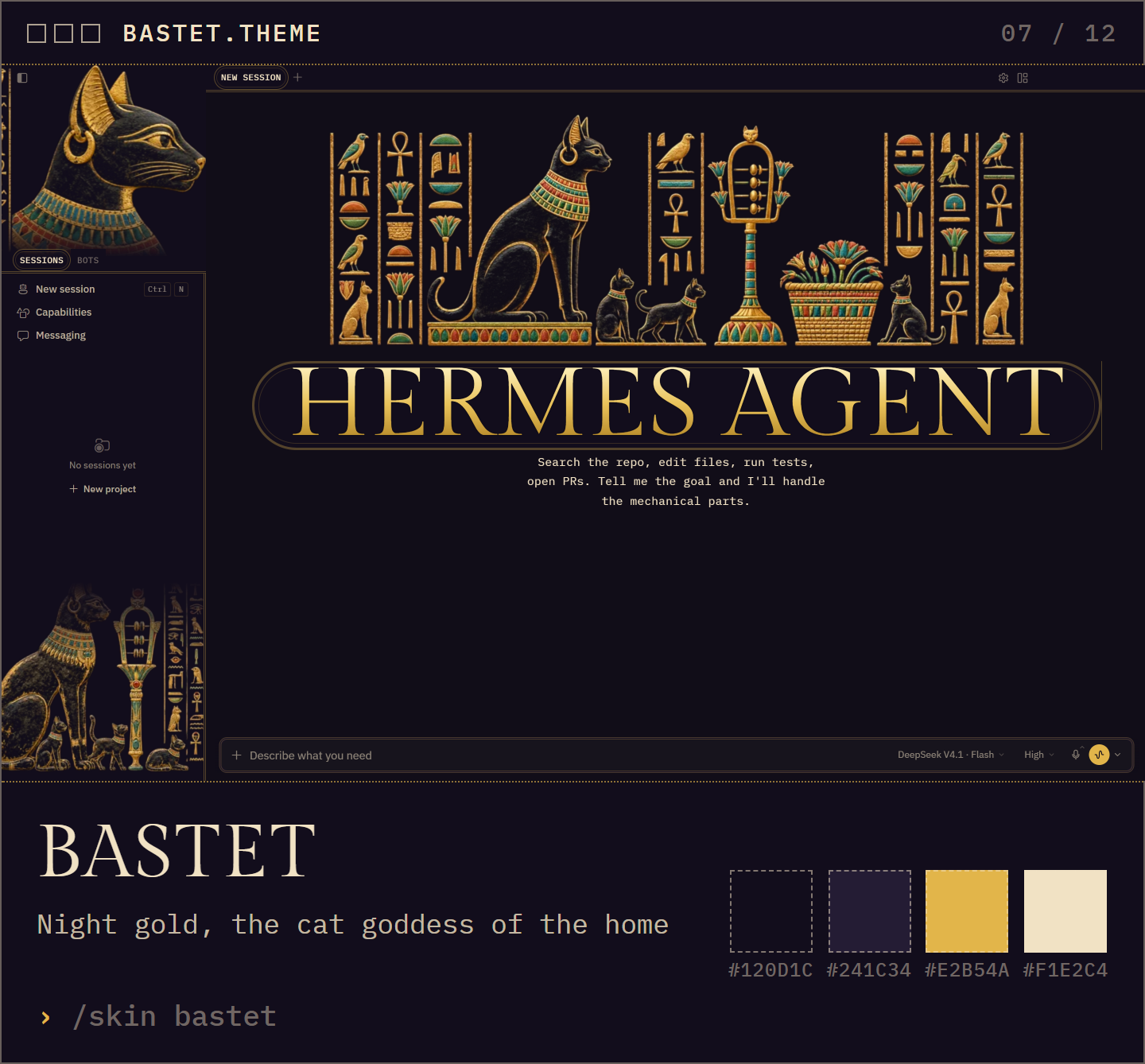Bastet: night gold, the cat goddess of the home
