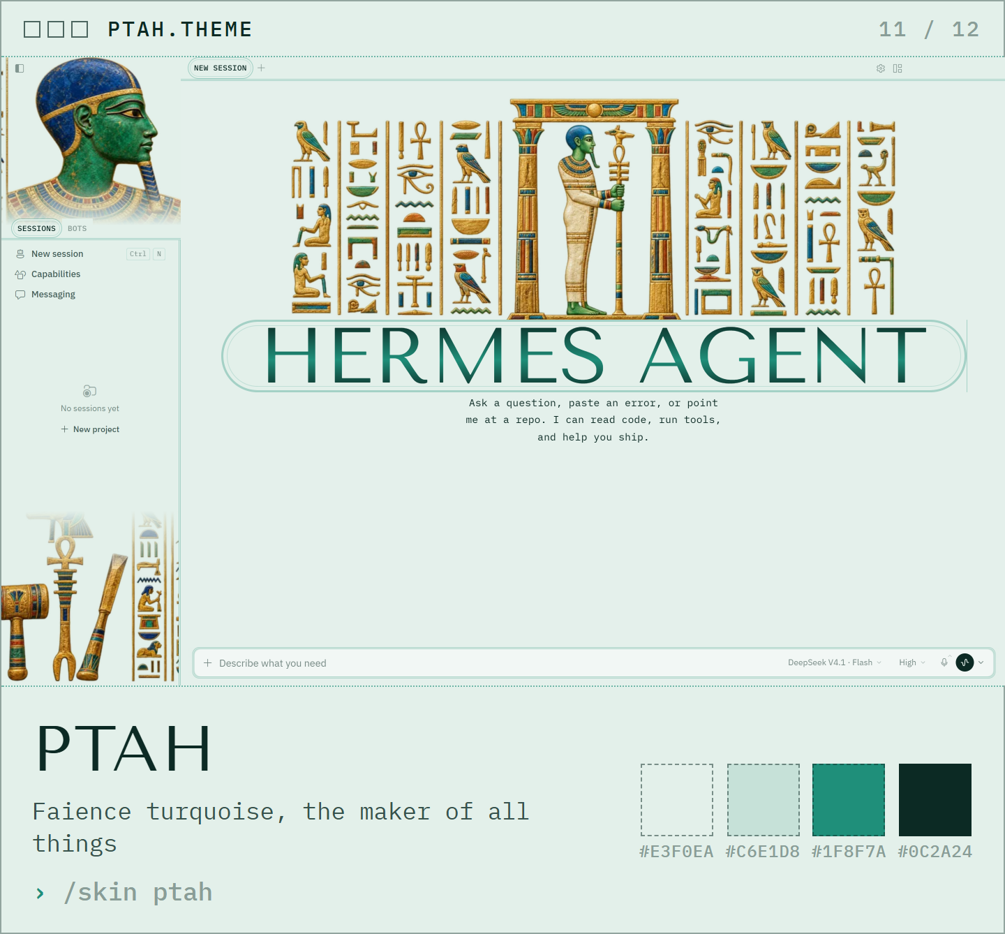 Ptah: faience turquoise, the maker of all things