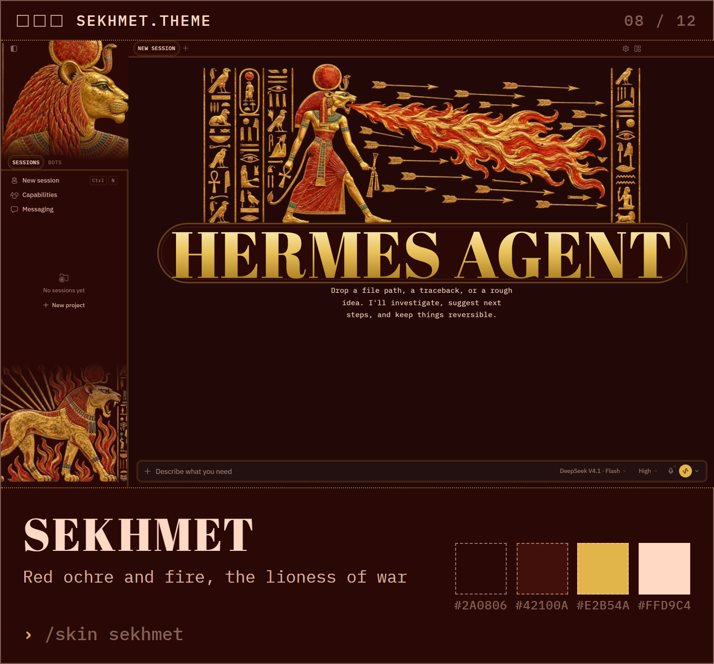 Sekhmet: red ochre and fire, the lioness of war