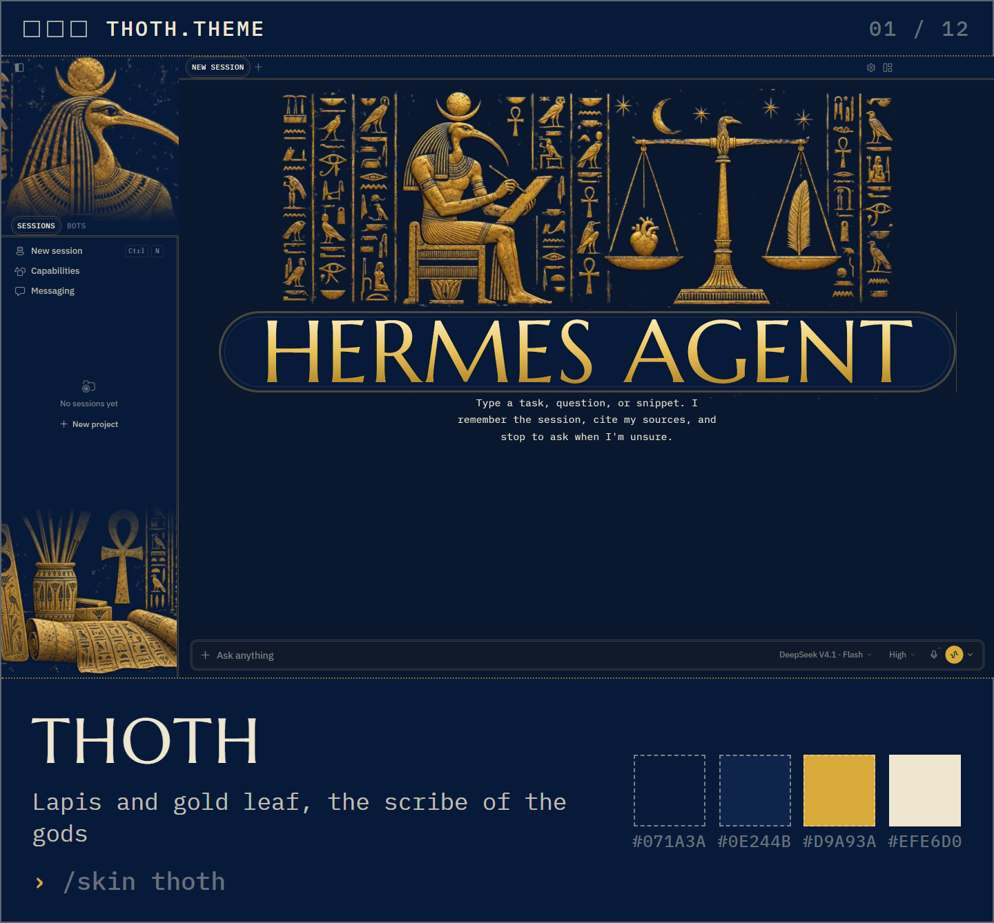 Thoth: lapis and gold leaf, the scribe of the gods