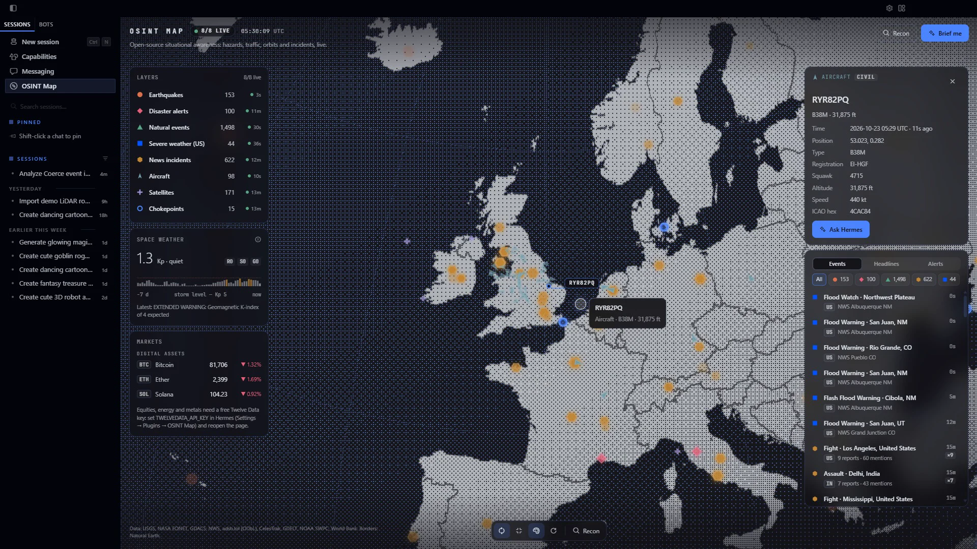 hermes-osint-map screenshot 4