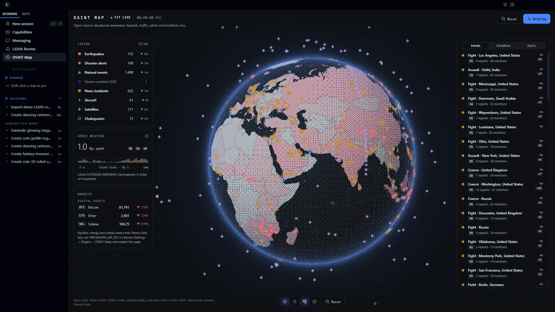 OSINT Map in Hermes Desktop