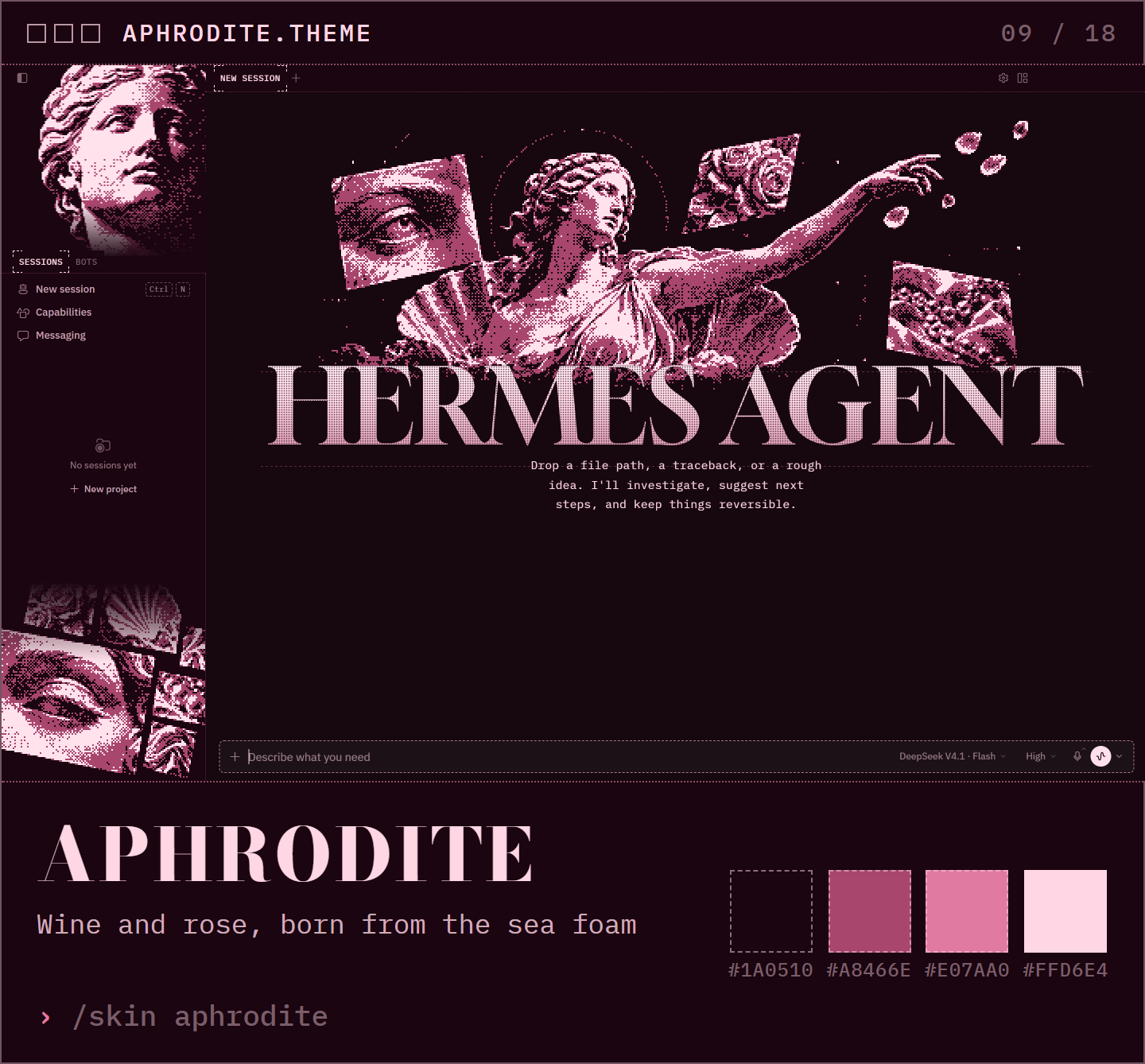 Aphrodite: wine and rose, born from the sea foam