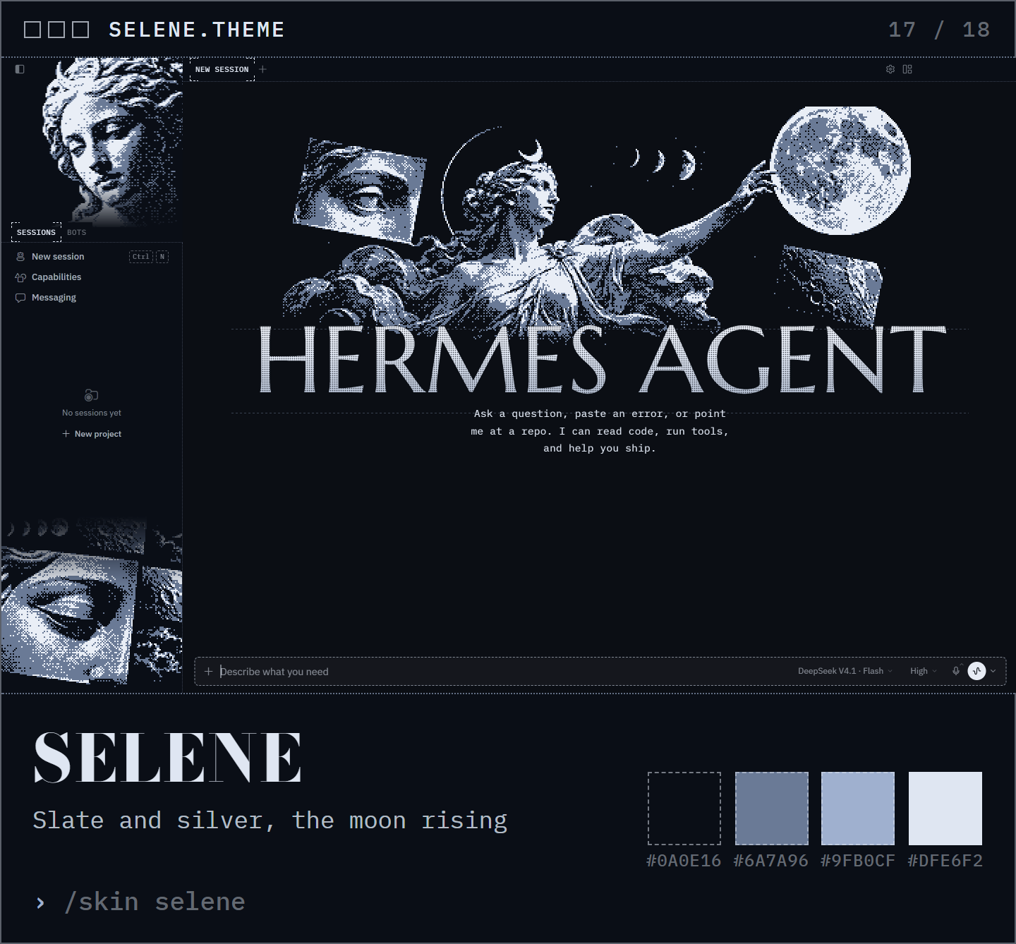 Selene: slate and silver, the moon rising