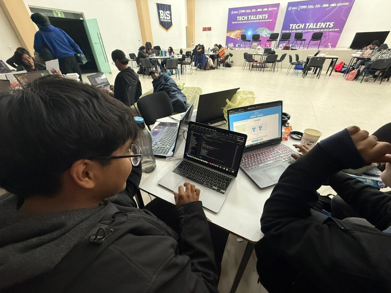 Team working at the hackathon