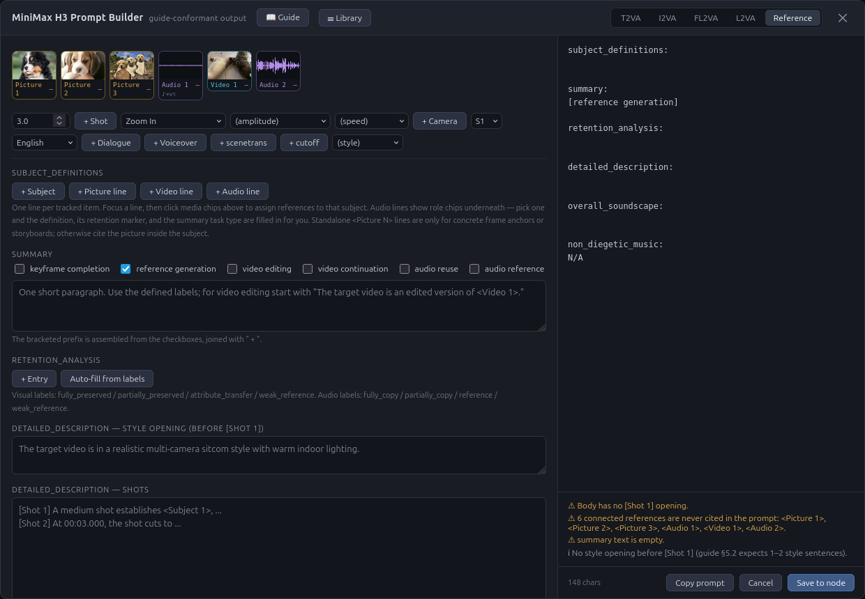 Reference mode editor layout