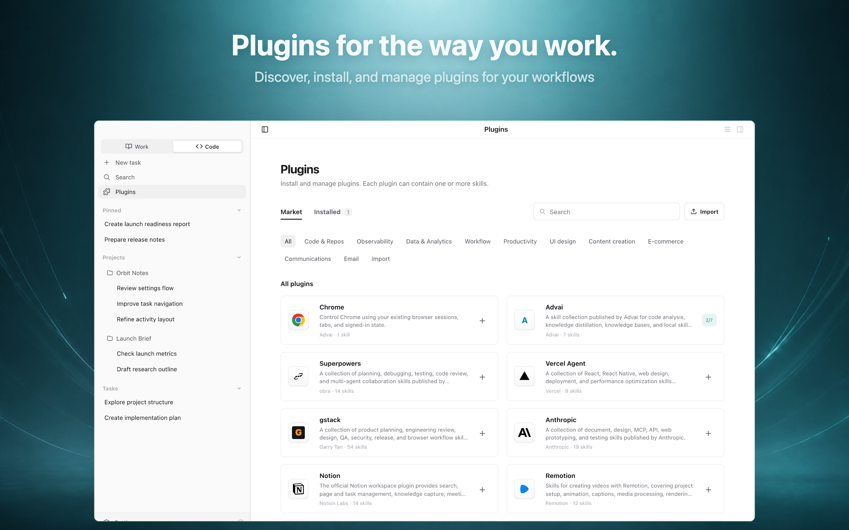 Helix Work plugin catalog for extending workflows