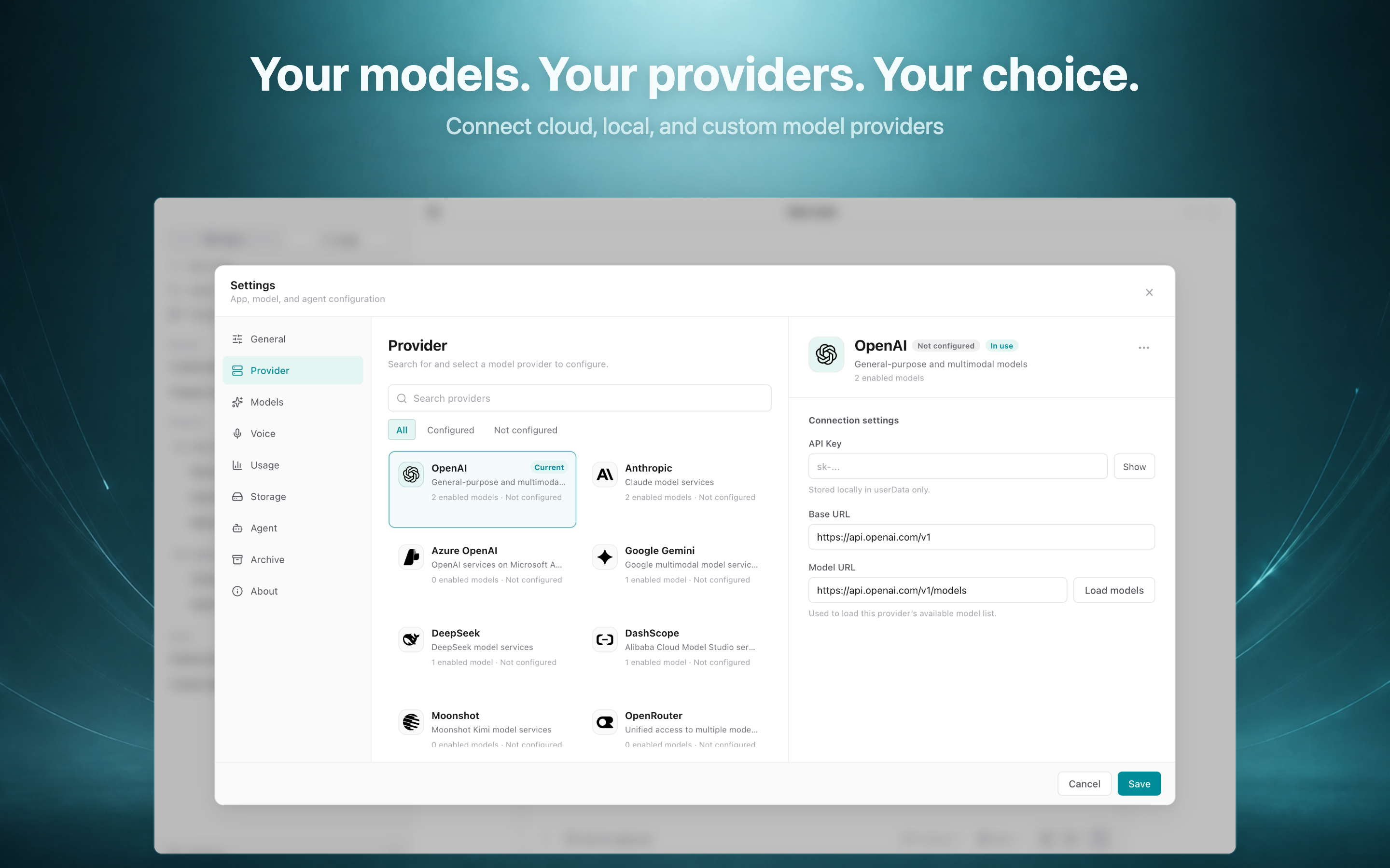 Helix Work provider configuration for cloud, local, and custom AI providers