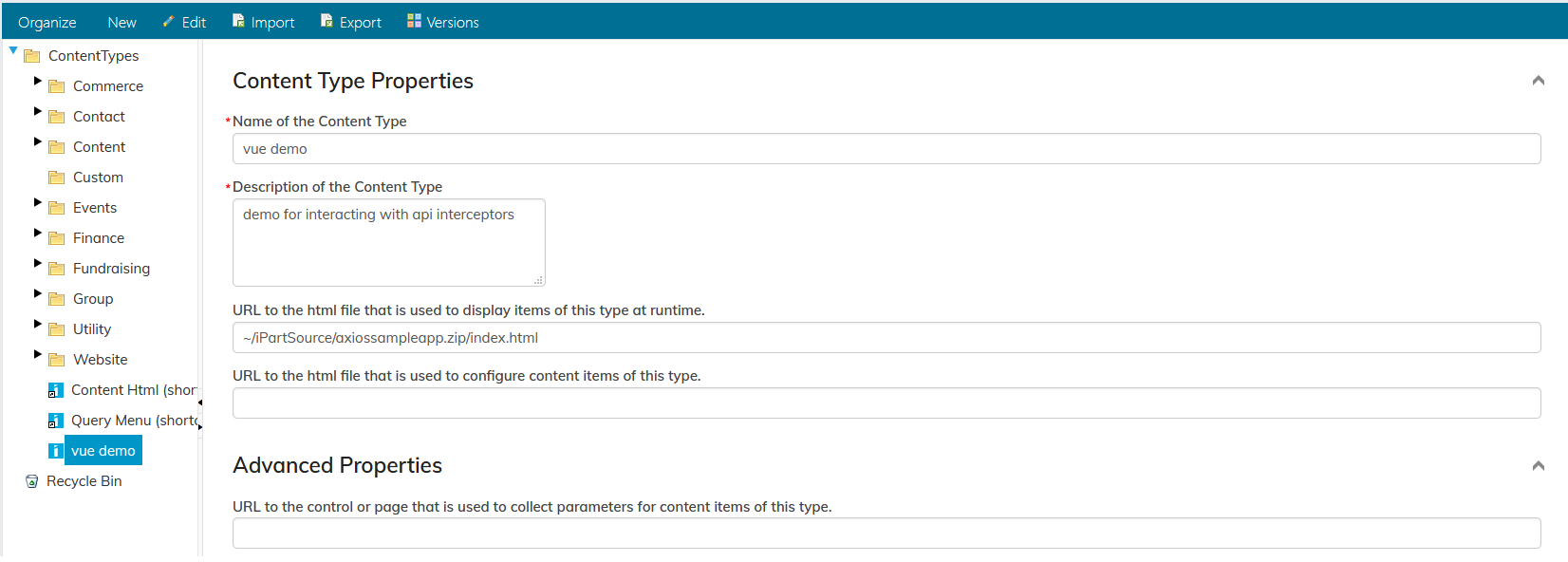 Content type definition