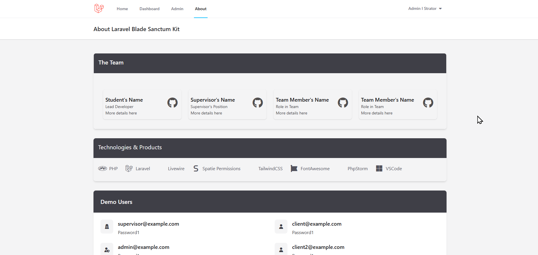 Product Screenshot About Page