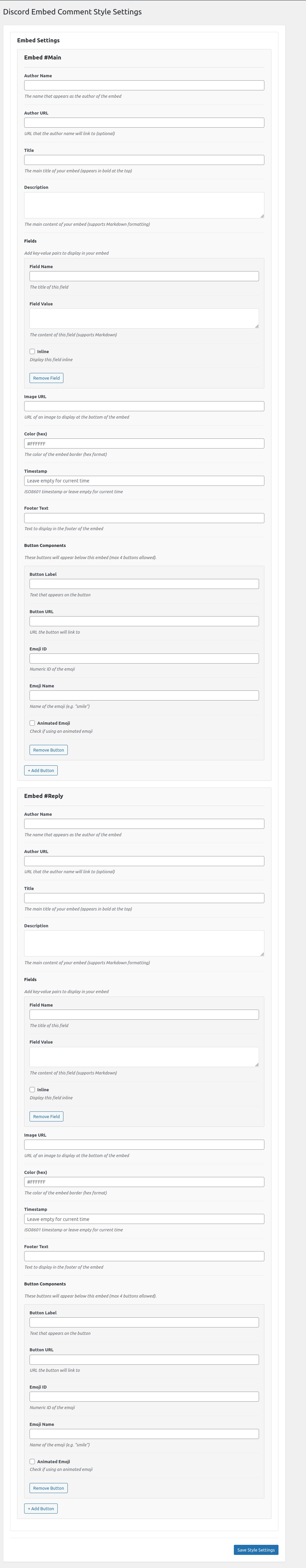 Embed Comment Style Page