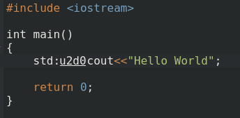 在 std::cout 中用 u2d0 替换 ':'