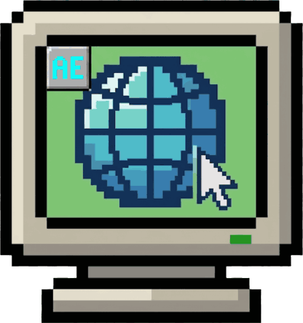Pixel-art computer displaying a globe and pointer, the Agent Browser logo