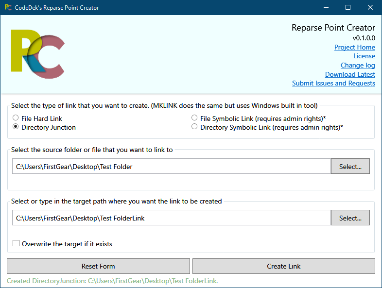 Figure 1 Create a Link