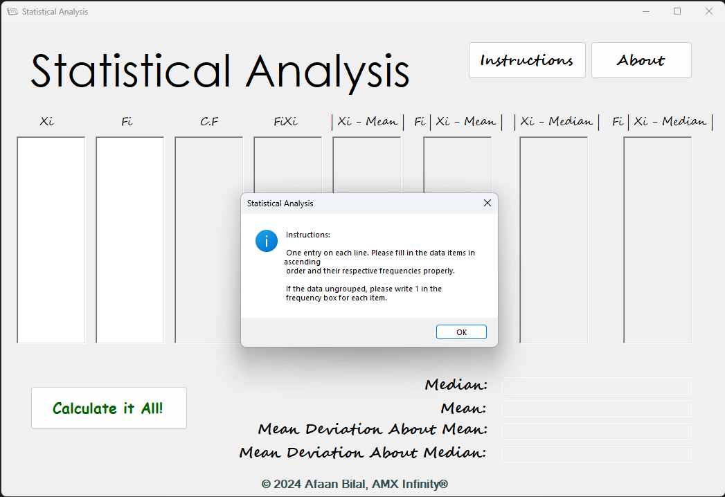 Statistical Analysis - Instructions